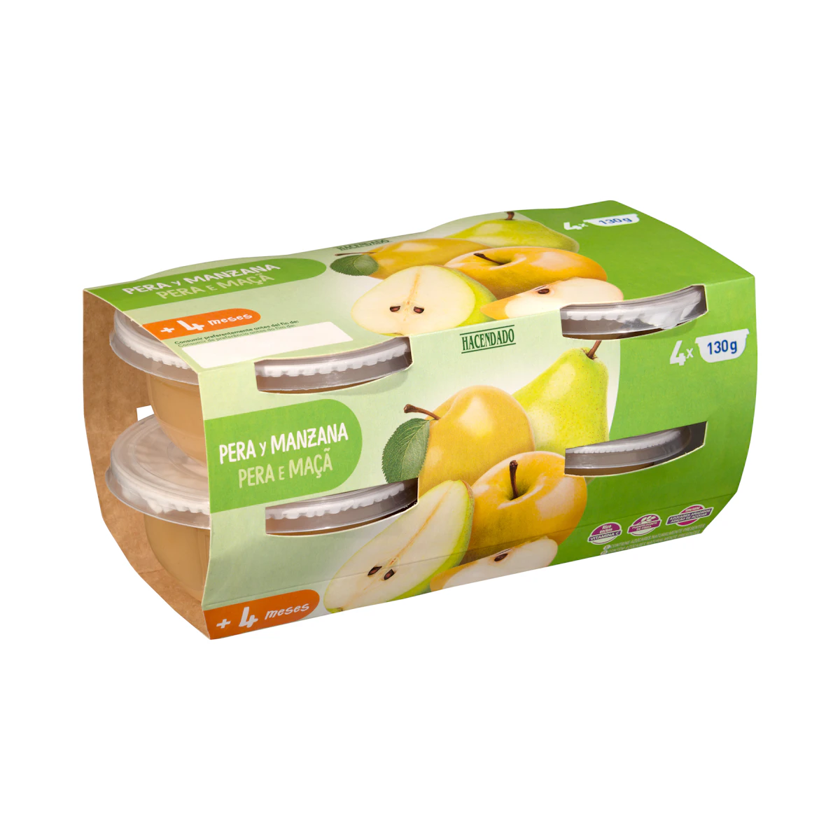 Papilla pera y manzana Hacendado +4 meses – Mercadona – صورة إعلانية للمنتج