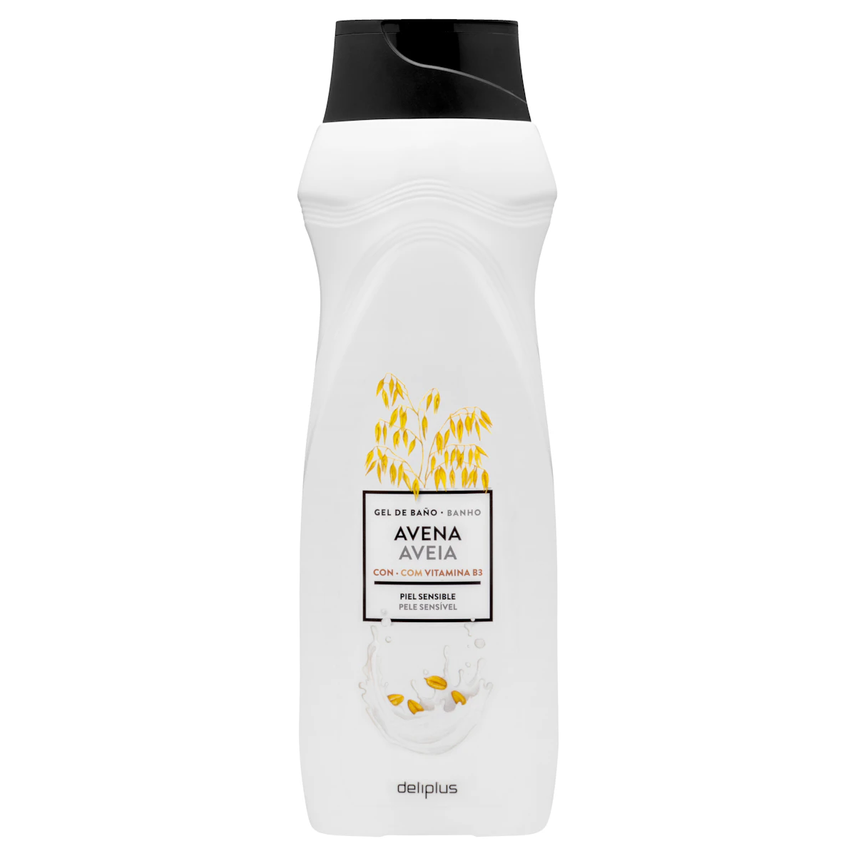 Gel de baño avena Deliplus piel sensible – Mercadona – صورة إعلانية للمنتج