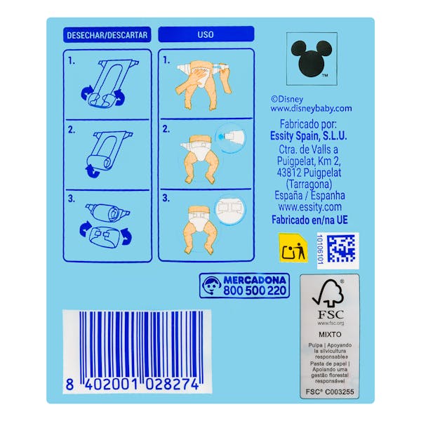 Pañales bebé talla 1 Deliplus de 2-4 kg