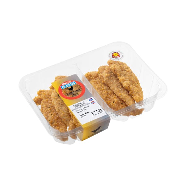 Solomillos de pollo Halal marinados empanados sin gluten