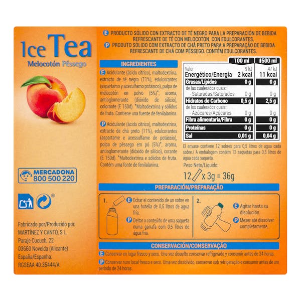 Refresco té soluble melocotón Hacendado