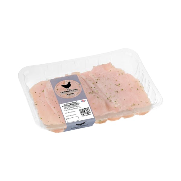 Filetes pechuga de pollo finas hierbas marinadas