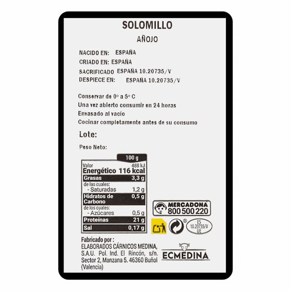 Solomillo de vacuno añojo para plancha
