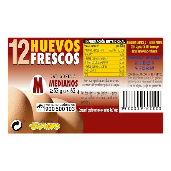 Huevos medianos M