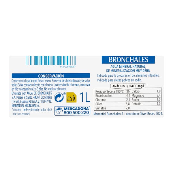 Agua mineral mediana Bronchales
