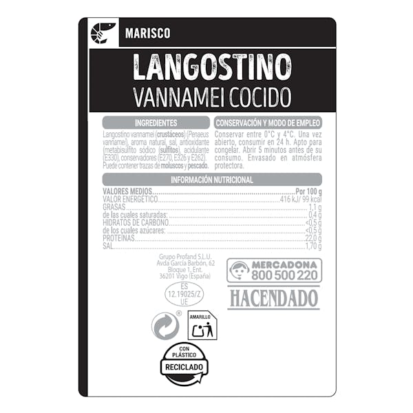 Langostino cocido