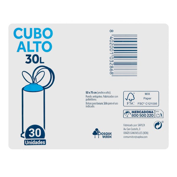 Bolsas de basura cubo alto 30L Bosque Verde