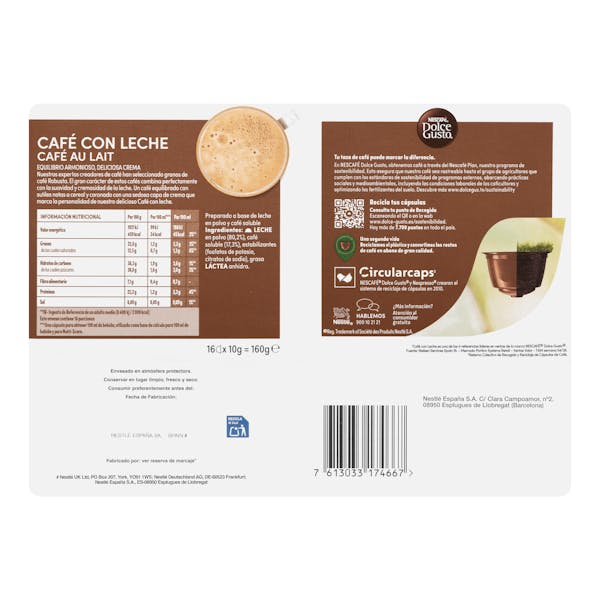 Café con leche en cápsula Dolce Gusto