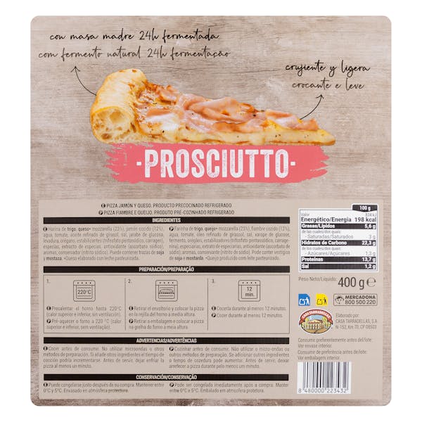 Pizza Prosciutto Hacendado jamón y queso