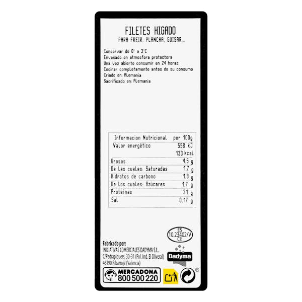 Filetes hígado de vacuno