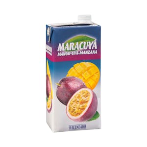 Néctar de maracuyá Hacendado fruta de la pasión, mango, uva y manzana