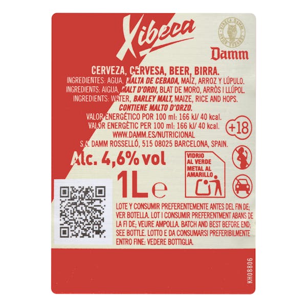 Cerveza suave Xibeca Damm