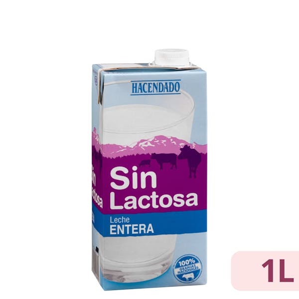 Leche entera sin lactosa Hacendado