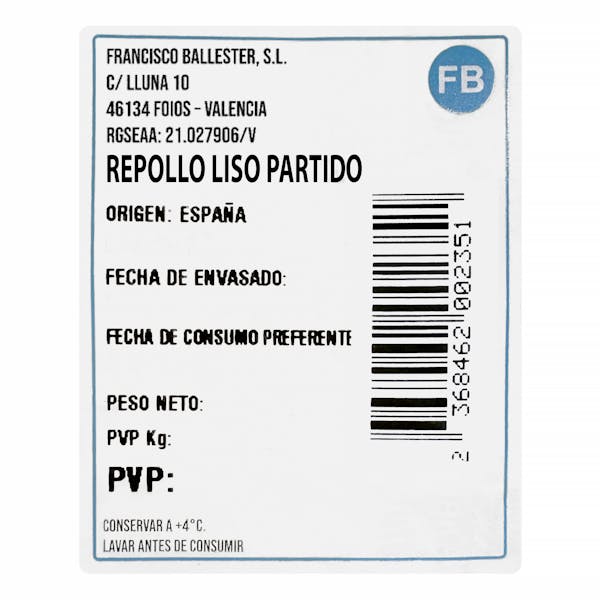 Repollo liso partido