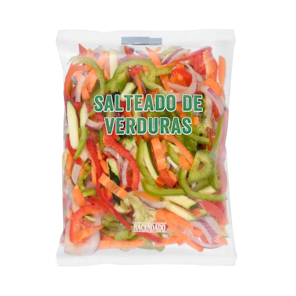 Salteado de verduras para microondas cortado y lavado