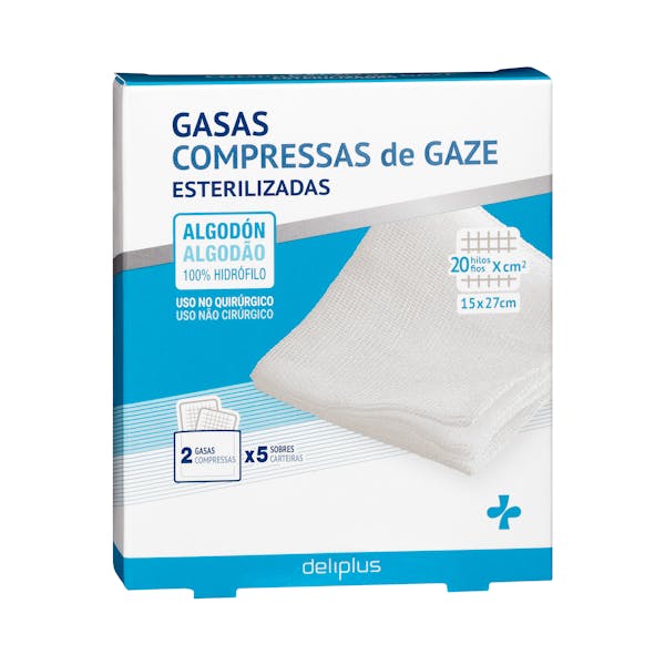 Gasas esterilizadas de algodón 100% hidrófilo Deliplus