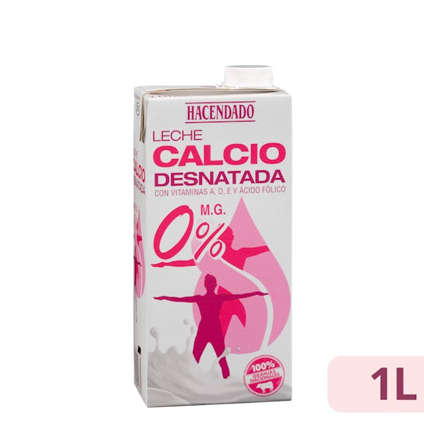 Leche desnatada calcio Hacendado