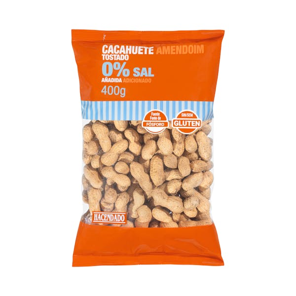 Imagen de Cacahuete tostado Hacendado 0% sal añadida