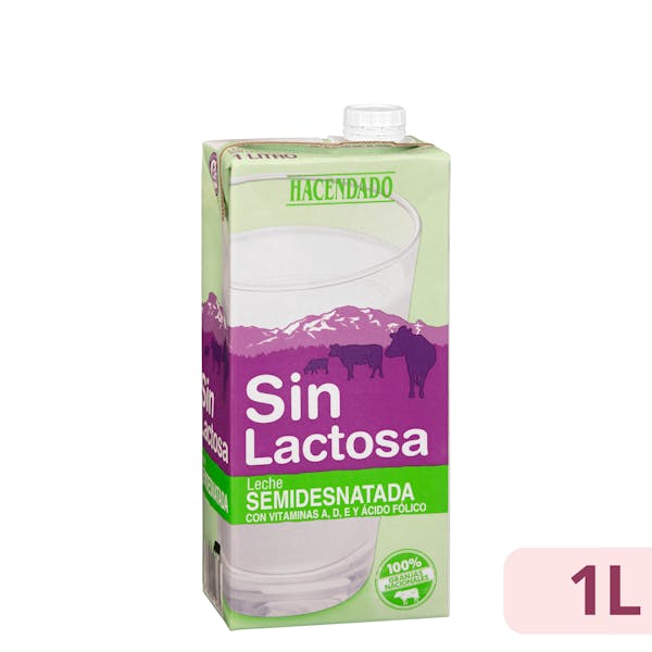 Leche semidesnatada sin lactosa Hacendado 1 l. en Mercadona