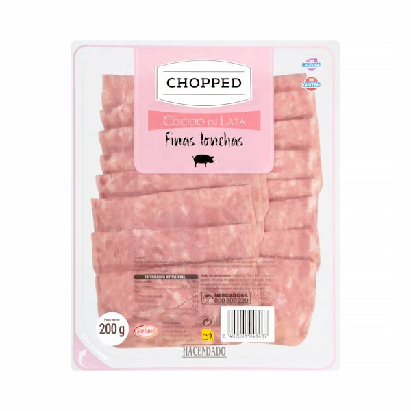 Imagen de Chopped cocido en lata Hacendado finas lonchas