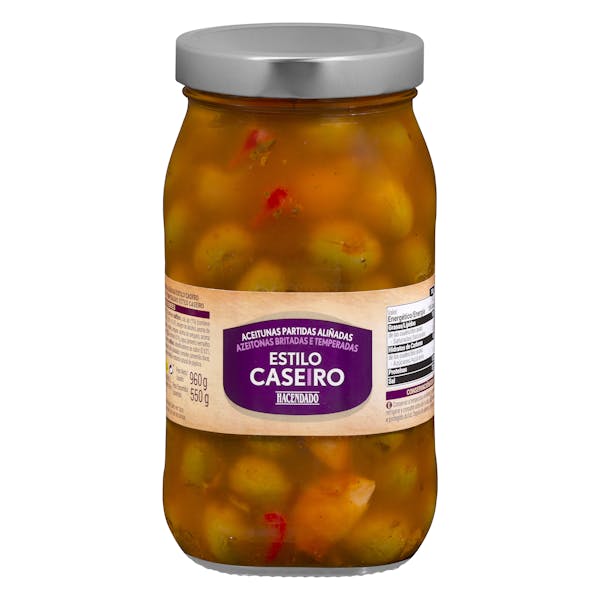 Imagen de Aceitunas verdes estilo casero Hacendado partidas aliñadas