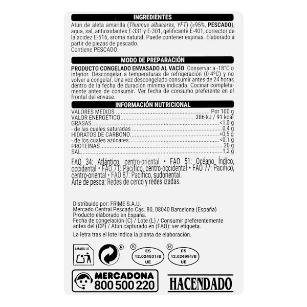 Etiqueta / ingredientes
