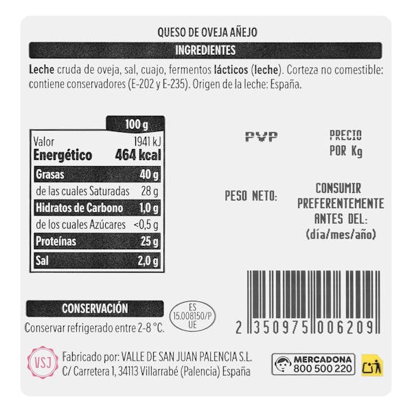 Queso añejo fuerte de oveja Hacendado
