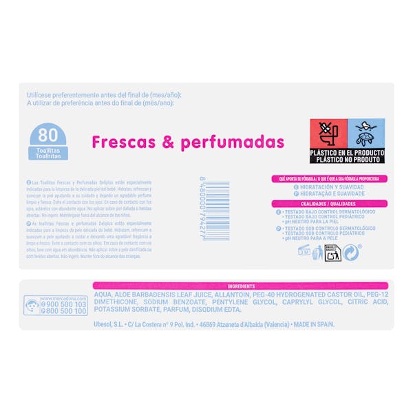 Toallitas bebé frescas & perfumadas Deliplus