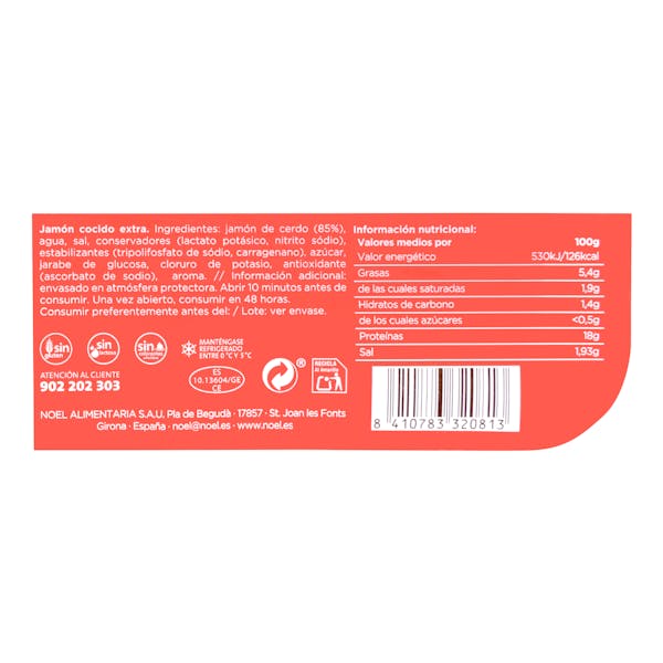 Jamón cocido extra Noel lonchas
