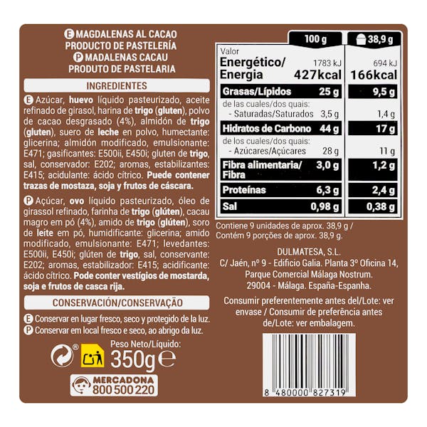 Magdalenas al cacao Hacendado