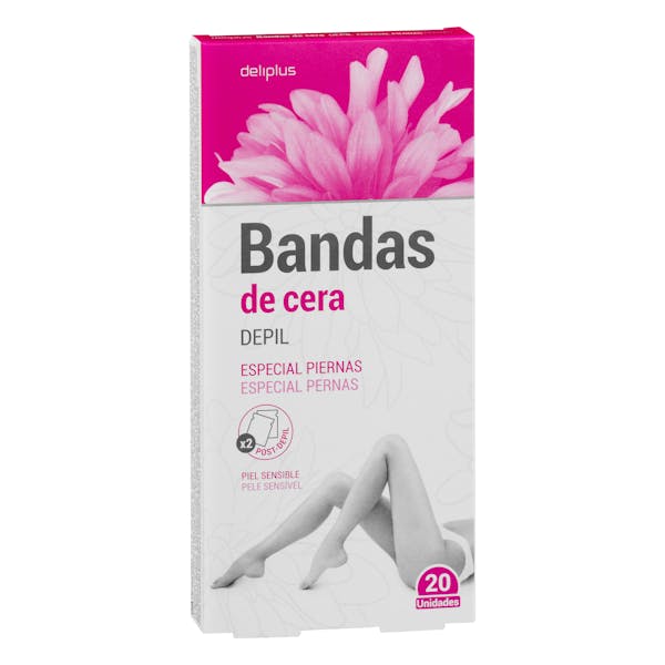Bandas de cera especial piernas Deliplus piel sensible