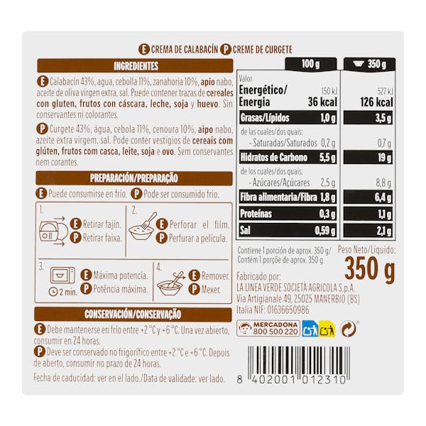 Crema de calabacín Hacendado