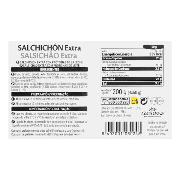 Salchichón extra Hacendado lonchas
