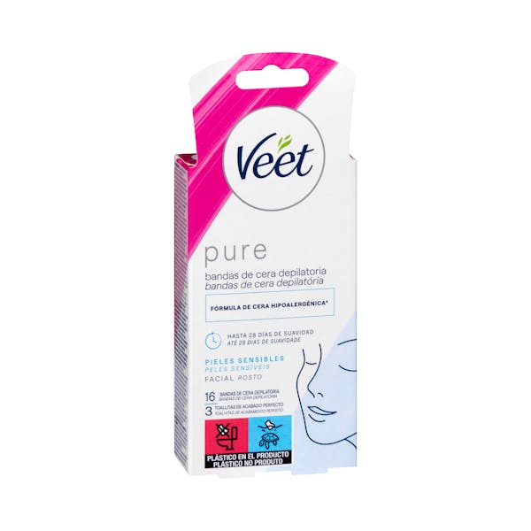 Bandas de cera facial Sens Veet piel sensible