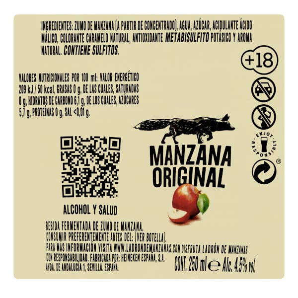 Bebida cider con gas Ladrón de manzanas