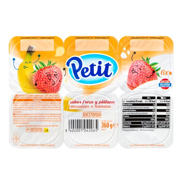 Petit sabor fresa y plátano Hacendado