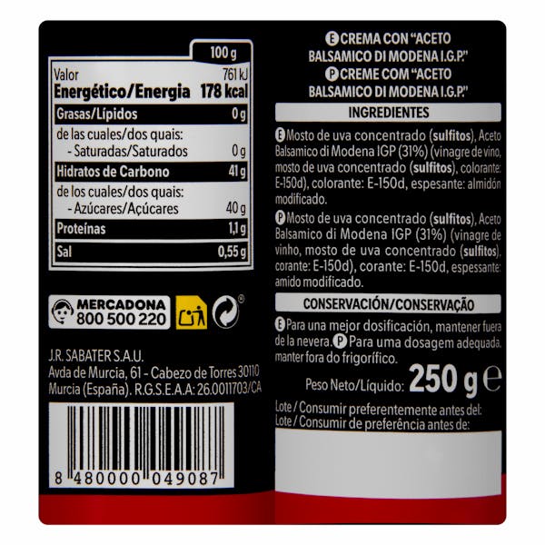 Crema de vinagre balsámico de Módena Hacendado