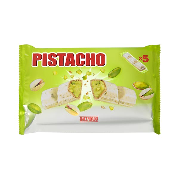 Barritas de barquillo Hacendado con relleno y cobertura de pistacho