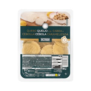 Pasta fresca girasoles rellena de queso de cabra y cebolla caramelizada Hacendado