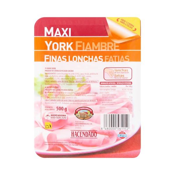 Maxi york Hacendado finas lonchas