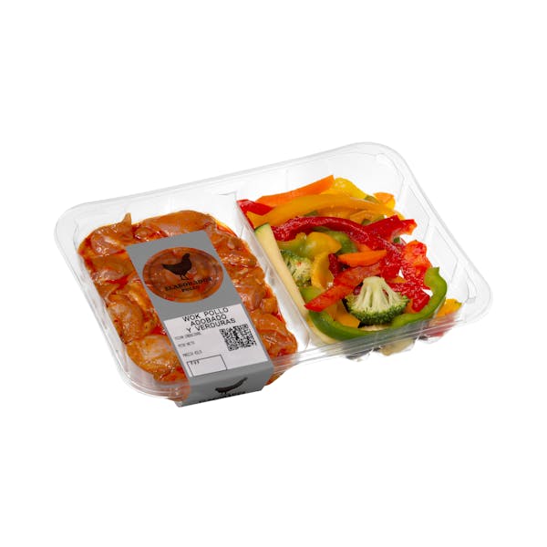 Pollo adobado y verduras