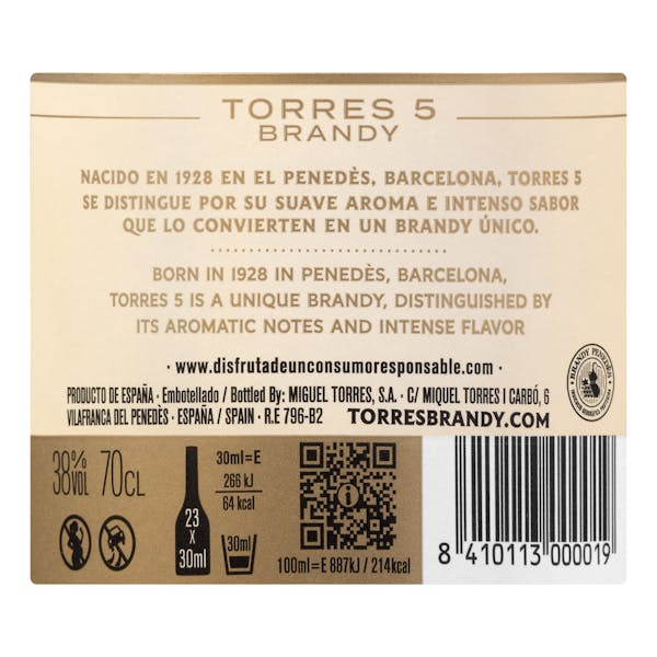 Brandy imperial solera reserva Torres 5