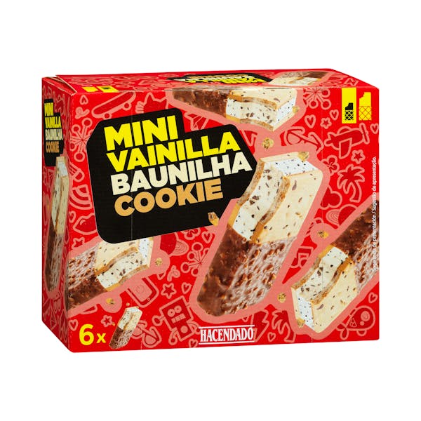 Mini helado sándwich sabor vainilla y cookie Hacendado 0.51l