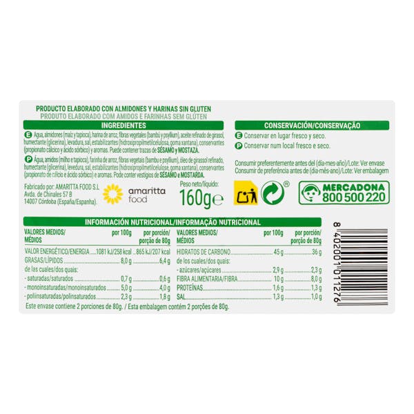 Pan redondo sin gluten Hacendado