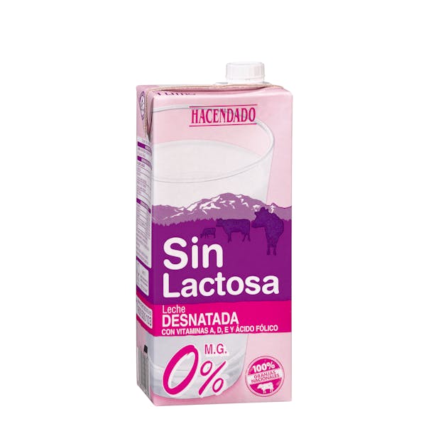 Leche desnatada sin lactosa Hacendado