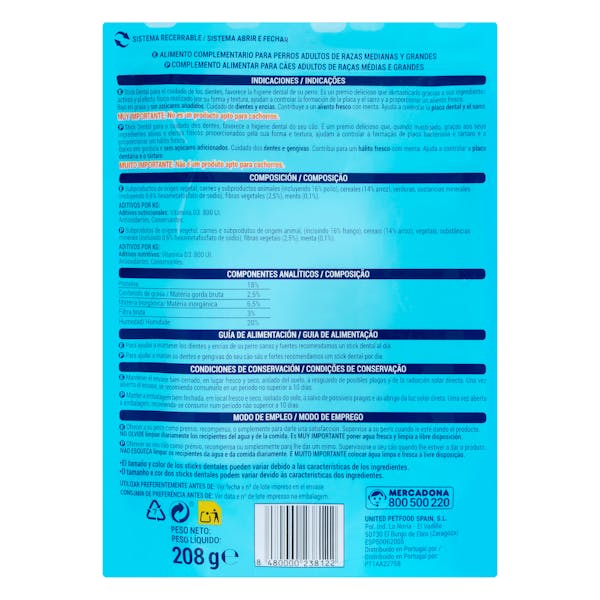 Stick dental perro adulto con menta Compy