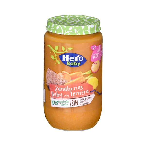 Papilla zanahorias baby con ternera Hero Solo +6 meses