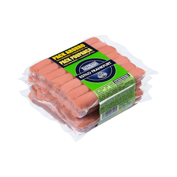 Salchichas cocidas estilo Frankfurt Hacendado de pollo y cerdo sabor ahumado