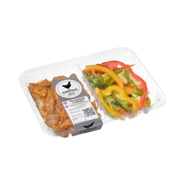 Pollo adobado y verduras