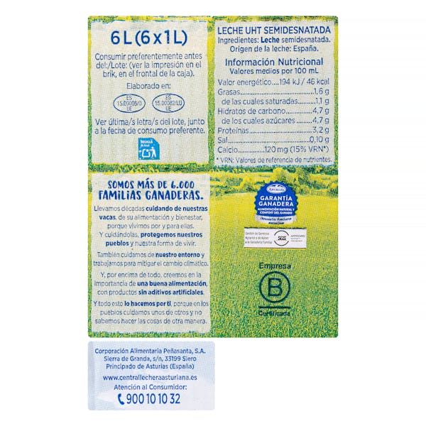 Leche semidesnatada Asturiana